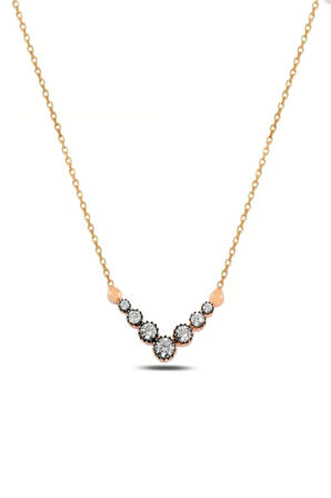 Elmas V Model Rose Gümüş Kadın Kolyesi