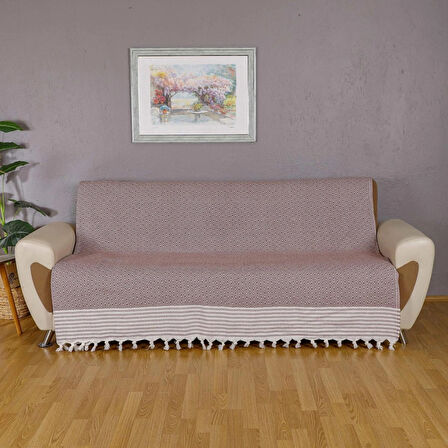 Buldan İşi Kaymaz Pamuklu Koltuk Örtüsü 170x210 Cm Koltuk Şalı Çekyat Kanepe Örtüsü - Mürdüm 