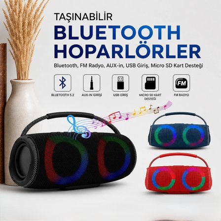 CHARGE7 4000 mAh Güçlü Batarya Bluetooth 5.2 Hızlı Bağlantı RGB Işıklı Bluetooth Hoparlör