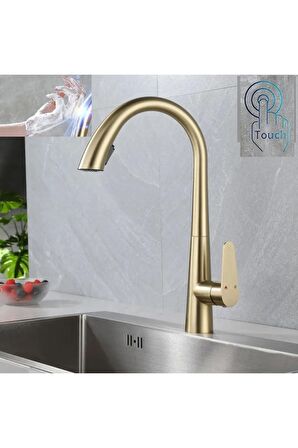 Mutfak Evye Bataryası Mat Gold Smart Dokunmatik Spiralli Fiskiyeli 7 Yıl Garantili İthal