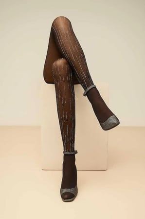 Elmas Hattı Siyah Rengi Desenli İnce Parlak Külotlu Çorap Diamond Line Pantyhose