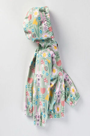 KIZ ÇOCUK KAPÜŞON DETAYLI YAĞMURLUK - RÜZGARLIK 