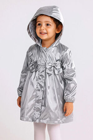 KIZ ÇOCUK KAPÜŞON DETAYLI YAĞMURLUK - RÜZGARLIK 