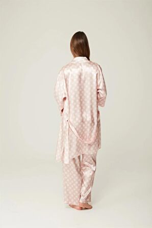 Pijama Takım Saten Sabahlık Büstiyer Pantolon Ashley Bigpoint - 3'lü Set