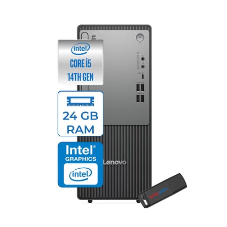 Lenovo Thinkcentre Neo 50T Gen5 Intel Core I5 14400 24GB Ddr5 256GB SSD 23.8 Inç Monitör Freedos Intel UHD 730 Masaüstü Bilgisayar 2412UAS1CF00F06 + Zetta Flash Bellek