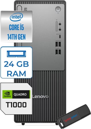 Lenovo Thinkcentre Neo 50T Gen5 Intel Core I5 14400 24GB Ddr5 4tb SSD 23.8 Inç Monitör Freedos Quadro T1000 4gb Masaüstü Bilgisayar 10002412UAS1CF00F10 + Zetta Flash Bellek