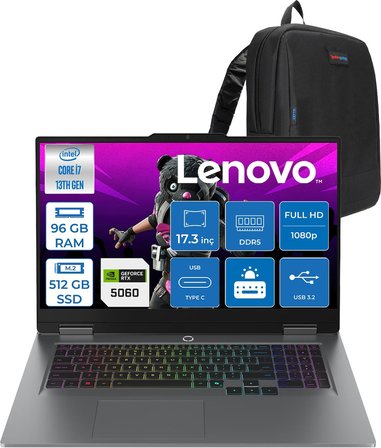 Lenovo Loq 17IRX10 Intel Core I7 13700HX 96GB Ddr5 512GB SSD RTX5060 8gb 115W Freedos 17.3 Inç Fhd (1920X1080) IPS 300NITS 165HZ 100% Srgb Taşınabilir Bilgisayar W83JH009UTRF43 + Zetta Çanta