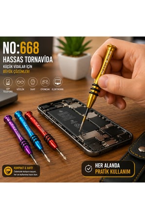 Manyetik Tornavida 1.5x25 mm Cep Telefonu ve Elektronik Tamir Aleti - Kırmızı NO:668