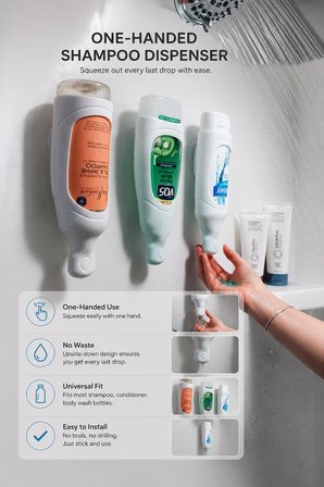 Şampuan ve Sabun Şişeleri için Silikon Hazne - Banyo Şampuan Duş Dispenseri