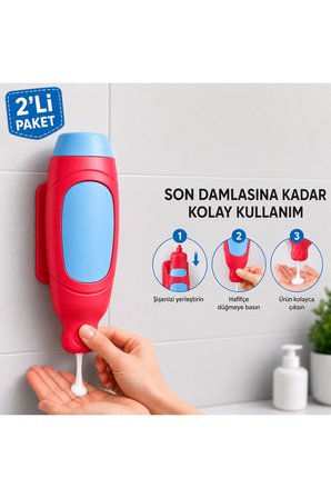 Banyo Şampuan Duş Dispenseri - Sıvı Sabunluk Duvara Monte Manuel Sabunluk - Şampuan ve Sabun Şişeleri için, Silikon Hazne