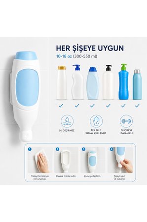Banyo Şampuan Duş Dispenseri - Sıvı Sabunluk Duvara Monte Manuel Sabunluk - Şampuan ve Sabun Şişeleri için, Silikon Hazne