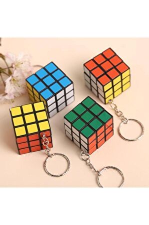 Zeka Küpü Mini Anahtarlık , Rubik Zeka Küpü (sabır Küpü) 3x3 cm - 1 Adet