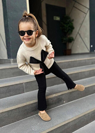 KIZ ÇOCUK FİYONK DETAYLI 2'Lİ TRİKO ALT - ÜST TAKIM LÜKS TAKIM