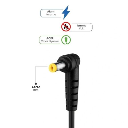 Acer Notebook Adaptör-Şarj Cihazı-19V*4.74A 5.5X1.7mm 