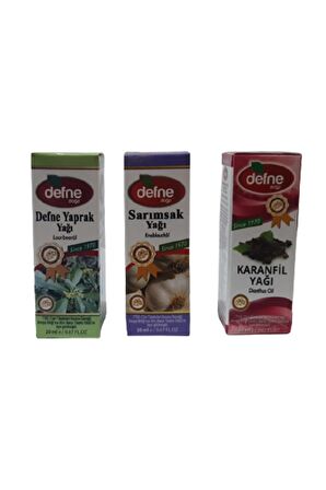 Defne + Karanfil + Sarımsak Yağı 3 X 20 Ml Bitkisel Yağ