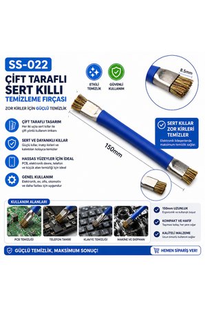 Çift Taraflı Sert Kıllı Temizleme Fırçası 150 mm – PCB, Anakart ve Cep Telefonu Tamir Fırçası - SS-022