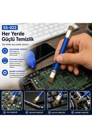 Çift Taraflı Sert Kıllı Temizleme Fırçası 150 mm – PCB, Anakart ve Cep Telefonu Tamir Fırçası - SS-022