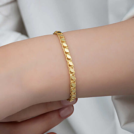 Himarry 925 Ayar Gümüş Gold Pullu Zincir Kadın Bileklik