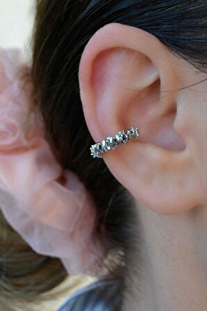 Işıltılı Earcuff Sıkıştırmalı Kıkırdak Küpesi Deliksiz