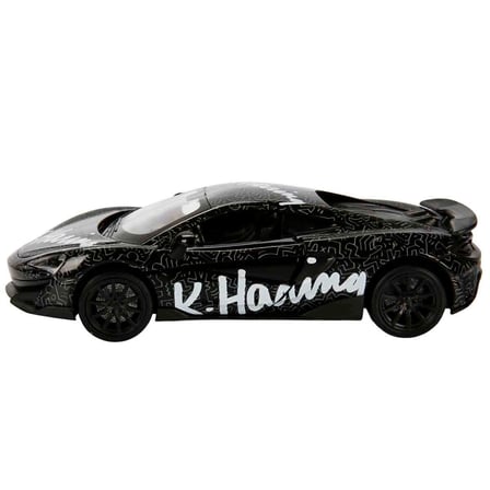 1:32 Sesli ve Işıklı RMZ Hobby Keith Haring Serisi Die Cast Çek Bırak Model Araba - Siyah Mclaren 600lt