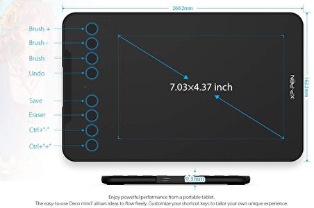 XP-Pen Deco Mini7 Grafik Tablet Android Windows Ios