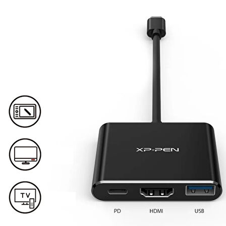 XP-Pen 3'ü Bir Arada Çok Fonksiyonlu USB-C Hub (Type C'den USB+HDMI+PD'ye)