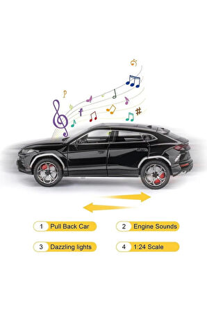 Lamborghini Urus Araba 1:24 Diecast Metal Model Araba Koleksiyon Araba Sesli Işıklı Lambo