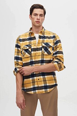 Ds Damat Slim Fit Hardal Ekose Oduncu Gömlek 1HC02ORTODN02