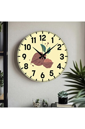 Dekoratif Türkçe Rakamlı UV Baskılı Duvar Saati (Sessiz) Akar Mekanizma 40CM Metal Akrep Yelkovan