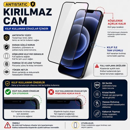 TONEX İPHONE 12 PRO MAX ANTİSTATİC KIRILMAZ CAM KALİTE