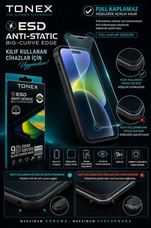 TONEX İPHONE 12 PRO MAX ANTİSTATİC KIRILMAZ CAM KALİTE