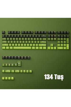 Matcha Tuş Takımı, Gradyan Keycaps, Arkadan Aydınlatmalı 134 Tuşlu Mekanik Klavye Uyumlu, PBT.