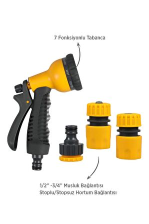 RHG1003 Multi Ayarlı Sprey Tabanca - 7 Fonksiyonlu - 3 Aparatlı