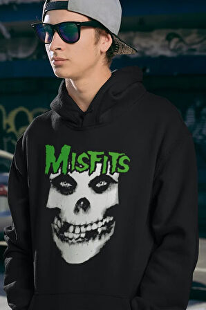 Tasarım Misfits Baskılı Unisex Oversize Müzik Grubu Hoodie