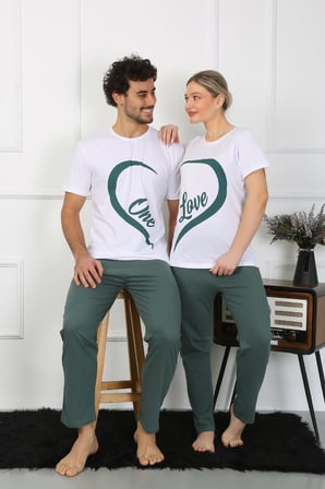 Moda Çizgi Kadın Pamuk Penye Sevgili Kombini Pijama Takımı Beyaz 50127 Tek Takım Fiyatıdır Beyaz Kadın