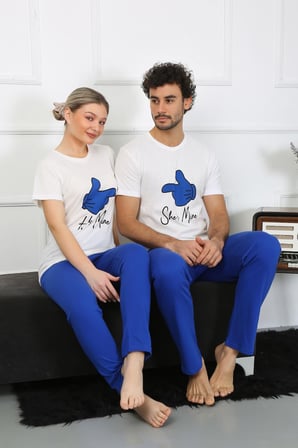 Moda Çizgi Kadın Pamuk Penye Sevgili Kombini Pijama Takımı Beyaz 50129 Tek Takım Fiyatıdır Beyaz Kadın