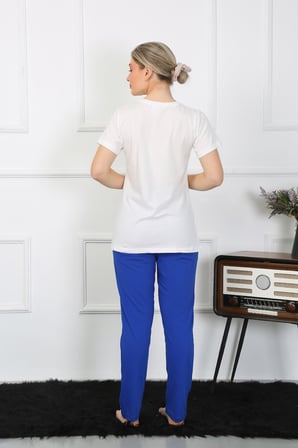 Moda Çizgi Kadın Pamuk Penye Sevgili Kombini Pijama Takımı Beyaz 50129 Tek Takım Fiyatıdır Beyaz Kadın