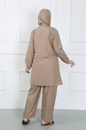 Moda Çizgi Büyük Beden Tesettür Mayo Bej 44020