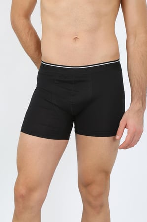Moda Çizgi Erkek Büyük Beden Pamuk Likralı Boxer Siyah 40134