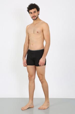 Moda Çizgi Erkek Büyük Beden Pamuk Likralı Boxer Siyah 40134