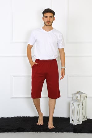 Moda Çizgi Erkek Cepli Pamuk Lakost Kapri Bordo 27554