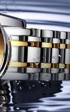  20MM ÇAPINDA UCU KAVİSLİ ÇİFT RENK ÇELİK SAAT KORDONU
