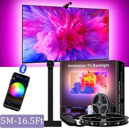 Monozone Ambiligt RGB TV Arkası Şerit Aydınlatmalı Uygulama Kumanda Kontrolü  Sese Duyarlı(5metre)