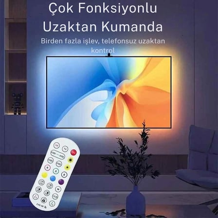Monozone Ambiligt RGB TV Arkası Şerit Aydınlatmalı Uygulama Kumanda Kontrolü  Sese Duyarlı(5metre)