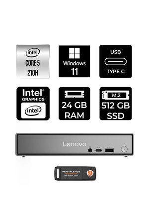 ThinkCentre Neo 50q Gen 5 Intel Core 5 210H 24GB 512GB SSD W11H Mini Masaüstü Bilgisayar