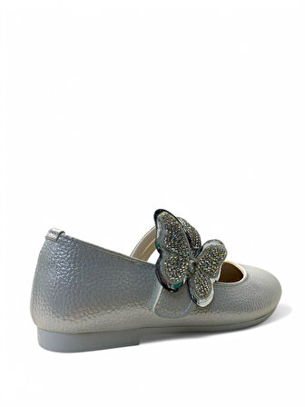 258 Kız Çocuk Okul Öncesi Kelebekli Taşlı Babet