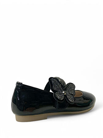 258 Kız Çocuk Okul Öncesi Kelebekli Taşlı Babet