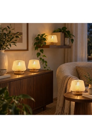 4’lü Dekoratif LED Tealight Mumluk Seti - Masaüstü Aydınlatma - Pilli Mumlar Dahil