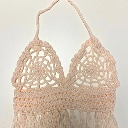 Uretti - ASLI 5776 - El Yapımı Bej Crop Top