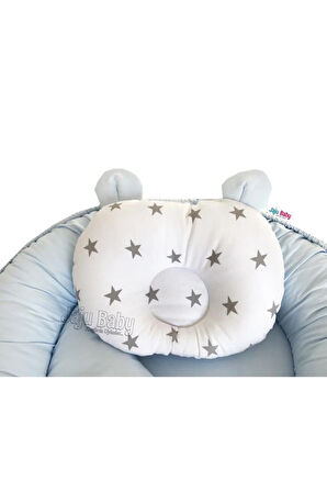 Nest Mavi-gri Yıldızlı Lüx Portatif Jaju-babynest Anne Yanı Bebek Yatağı